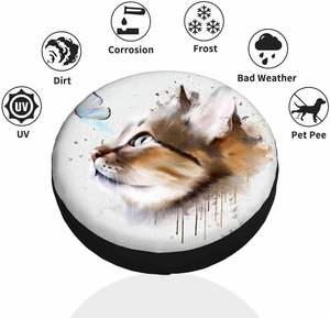 Housse de roue de secours à motif chat et papillons, logo personnalisé pour <span class=keywords><strong>les</strong></span> amoureux des animaux, SUV, camion, cadeau personnalisé pour automobile - Product Image 2