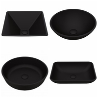 Lavabo de salle de bain Villa sanitaire américaine Montage sur comptoir Lavage à main en verre noir Navire pour salle de bain Art Basin Mop Sink