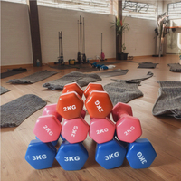 Haltère d'entraînement de musculation en fonte solide enduit de plastique hexagonal coloré spécial