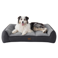 Canapé pour animaux de compagnie grand format, moderne, solide, imperméable, avec coussin de soutien 3 côtés en mousse à mémoire de forme, pour soulager les articulations des chiens, idéal pour le salon intérieur - Vente en gros