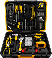 Kit d'outils de perçage sans fil 18V avec batterie au lithium, ensemble de perceuses électriques à double batterie, outils à main, accessoires, boîte pour réparation domestique DIY