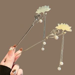 Horquilla colgante con diseño de loto de estilo chino antiguo, elegante accesorio para el cabello Hanfu para mujer, horquilla con movimiento, adorno Hanfu - Product Image 1