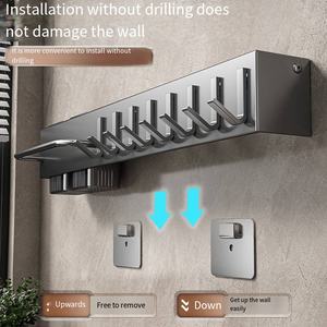 מתקן לאחסון כלי בישול תלוי על הקיר, מתלה לסכיני מטבח, מארגן חכם לכלי מטבח עם ווים מפלדה - Product Image 3