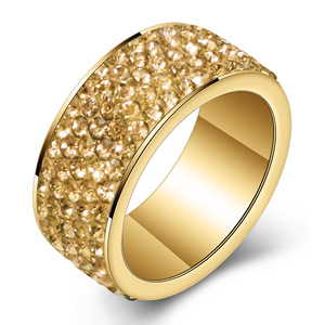 Bague en Zircon Doré Tendance pour Femme, Micro-Pavé Cinq Rangs, Bijou Cadeau pour Toutes Occasions - Product Image 5