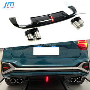 Diffusore in materiale ABS Gloss nero per paraurti posteriore con luce a LED per Audi <span class=keywords><strong>Q2</strong></span> Hatchback 2022 argentato kit per il corpo della gola posteriore - Product Image 1