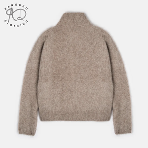 Veste en tricot douce et chaude KD Knit Manufacturer, tricot de rue, fourrure pelucheuse, <span class=keywords><strong>mohair</strong></span>, alpaga, fermeture éclair, cardigan pour homme - Product Image 3