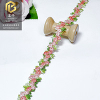 LEIXUSI Bordure en dentelle florale multicolore de 2 cm, brodée pour enfants, accessoires faits main de style victorien, vente en gros