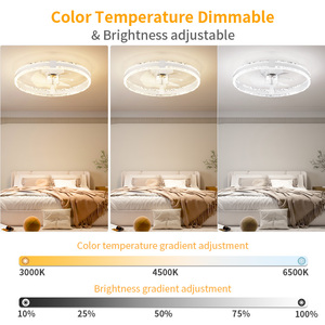 Ventilateur de plafond ultra-fin moderne, design à 7 pales, LED dimmable 3000K-6500K, moteur DC 6 vitesses, télécommande par application - Product Image 3