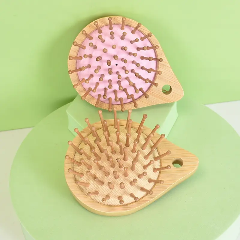 bamboo Mini Tangle comb Brush Soft Hairbrush Detangling Hair Brush Hair Styling Hairdressing Comb For Travel