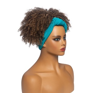 Factory Wholesale Cheap Short Afro Kinky Curly Headband <strong>Wig</strong> Ombre Brown Synthetic <strong>Turquoise</strong> Blue Headband <strong>Wig</strong> for Black Women - Product Image 2
