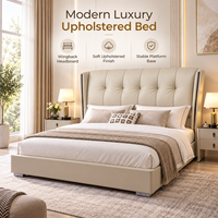 Lit capitonné avec tête de lit extra haute et capitonnée, lit de luxe King/Queen pour hôtel de luxe ou chambre principale