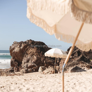 Sombrillas de Playa de Madera con Flecos Vintage, Personalizadas, de Primera Calidad, para Exteriores, 2025, Lona de Algodón, para Hoteles, Terrazas, Jardines y Parques - Product Image 3