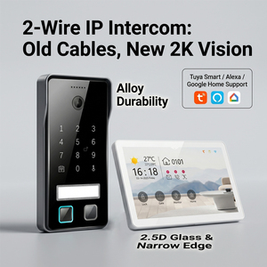 Système d'interphone IP 2 fils Hiwink, vidéophone 2K avec verre 2.5D, interphone intelligent Tuya, prise en charge de la reconnaissance faciale, déverrouillage par empreinte digitale de la paume - Product Image 1