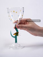 Gelas Kaca Motif Ikan Laut Gaya Nordik, Tampilan Menarik, Tahan Panas, Bentuk Seruling, Warna-warni, untuk Dessert, Wine, dan Minuman