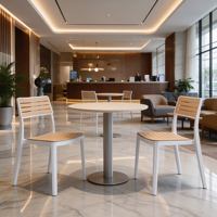 Chaise de salle à manger empilable en plastique PP au design moderne avec accoudoirs pour restaurant, hôtel, école, maison, bureau