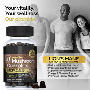 OEM Private Label Vegan Lions Mane Mushroom <b>Gummies</b> Focus & Memory Brain Supplement for Adults for Women - Product Image 4