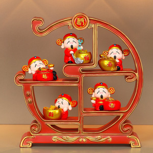Présentoir Créatif pour Figurines du Dieu de la Fortune en Résine, Ensemble Multi-Pièces, Décoration d'Intérieur, Cadeau du Nouvel An Chinois, Ornement de Salon - Product Image 3
