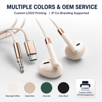 Nouveaux écouteurs intra-auriculaires filaires numériques Type-C/3,5 mm à moule exclusif avec cordon de 1,2 m et compatibles ENC pour smartphones OPPO et vivo