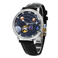 Montre homme Space Explore, montre mécanique de luxe automatique pour homme, bracelet en cuir véritable