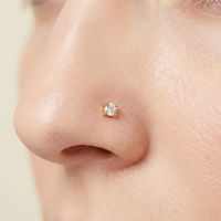 CRYSPURE ASTM F136 G23 Titane Plaqué Or 18K Zircon 5A Clou de Nez à Vis Bijou de Piercing Corporel pour Femme Tendance