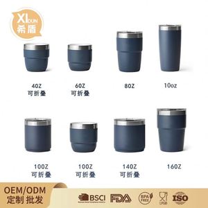 Cross-Border 304 Stainless Steel Vacuum Double-Layer Mug Mini <b>Coffee</b> Cup Foldable Portable Household Tea Cup Wholesale - Product Image 2