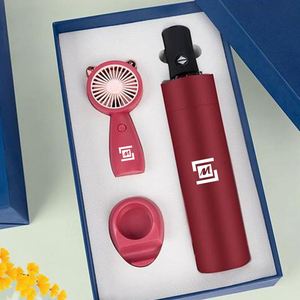 Artículos Promocionales, Regalos Empresariales, Actividades de Inauguración de Empresas, Set Creativo y Práctico de Sombrilla y Abanico, Regalo de Verano - Product Image 1