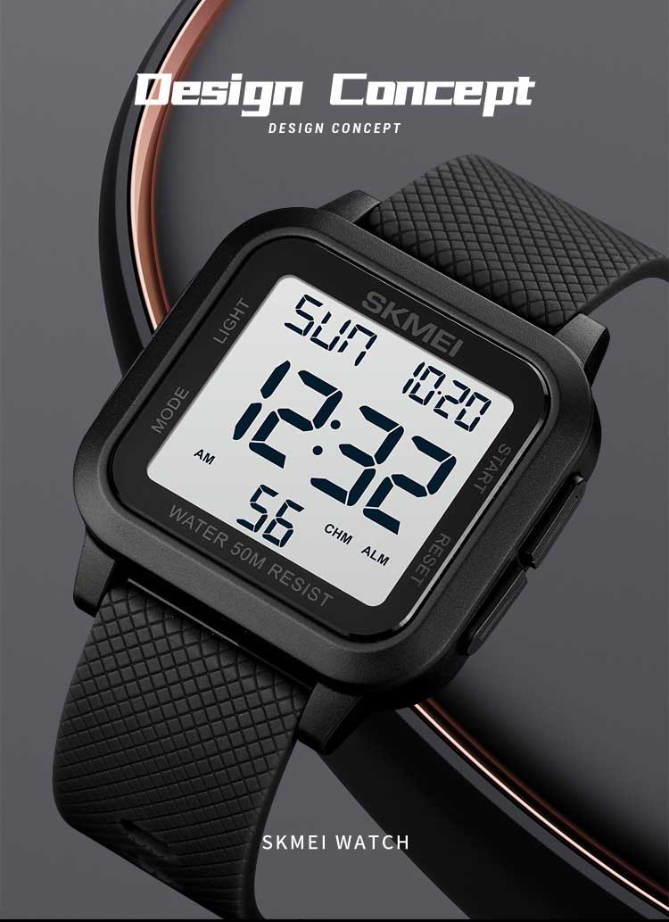Skmei 1894 wholesale guangzhou men digital watch original PU leather band water proof Multi function character sports watch