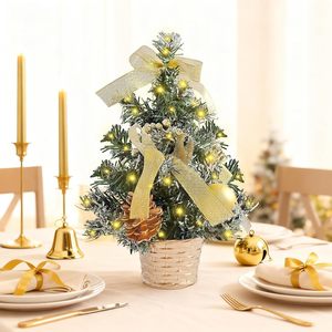 Arbre de Noël miniature de 20 cm de haute qualité avec décorations dorées, fourni en gros par l'usine - Product Image 4