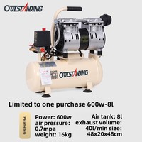 220V petit compresseur d'air silencieux sans huile Type de Piston Portable pour la réparation du bois dentaire et la peinture pompe de refroidissement à Air