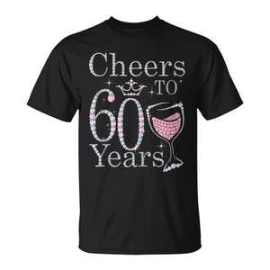 Cheers To 60 Years 1962 Camiseta de cumpleaños para adultos unisex negra - Product Image 1