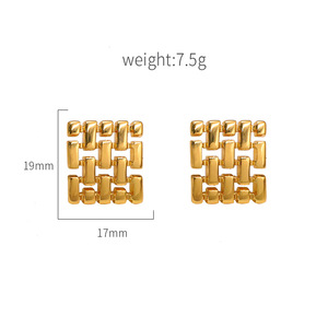 Geometric Metal Stud Earrings Gold Zinc Alloy Stainless Steel Post Women Fashion Jewelry - Product Image 4