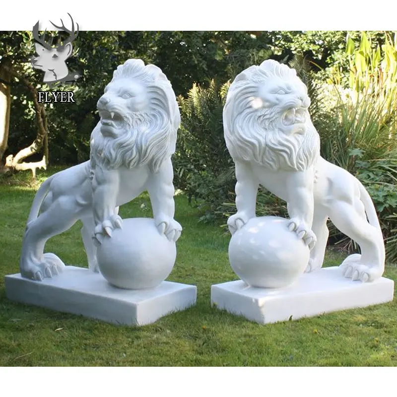 Offre Spéciale Décoration Extérieure Moderne Pierre Naturelle Taille Réelle Lion Marbre Sculpture Jardin Lion Marbre Statue