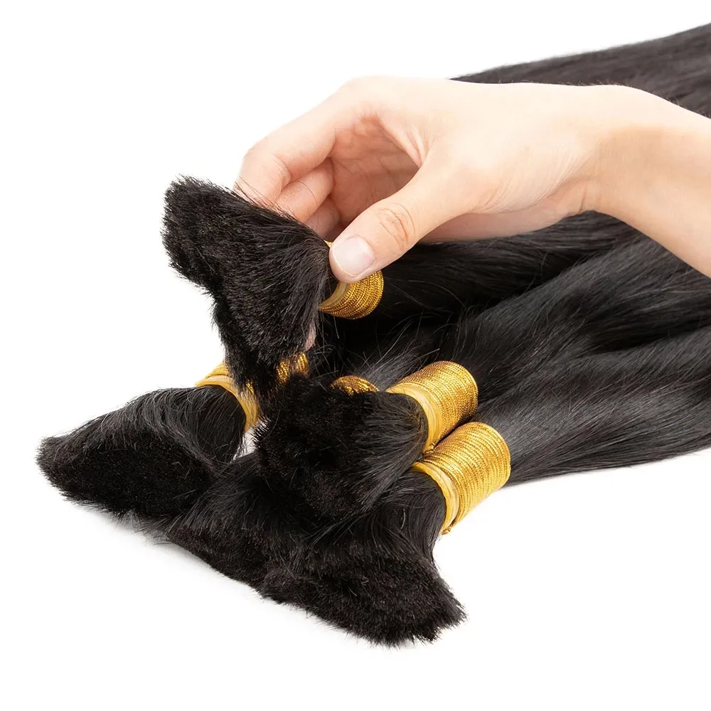 थोक थोक बाल ब्रेडिंग के लिए कोई कपड़ा सीधे कुंवारी मानव बाल बुनाई बंडलों प्राकृतिक काले सैलून गुणवत्ता 100g