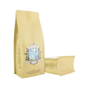 Impressão personalizada Heat Seal Biodegradável Kraft Paper 3 Side Pouch Tea Sachets Coffee Zip Bags Amostra Sachet Packaging