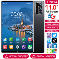 Tablet Pro 14 de 11 Pulgadas, 16GB+1TB, 108MP, 8000mAh, 5G, MTK, Wi-Fi, Doble SIM+TF, Visión Nocturna, Cámara Triple, Transmisión en Vivo, IA, Captura Inteligente