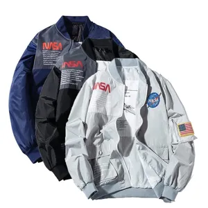 Custom Classic Men's Baseball Collar Jackets Nasa Embroidered Patchwork Cotton Zipper Mens Interstellar Bomber Jacket