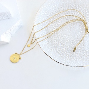 Collares de Moda Coreanos al por Mayor, Collares de Joyería Fina con Textura Metálica Personalizados, Collares con Colgante de Acero Inoxidable para Mujer - Product Image 2