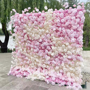 Fundo 3d e estereoscópico artificial 8/8 pé rosa e branco parede evento celebração fundo - Product Image 1