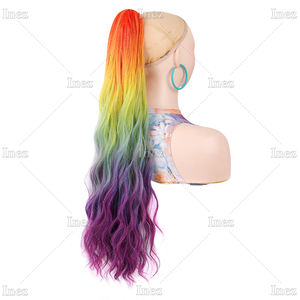 Extensiones de cabello de cola de caballo con garra de mandíbula rizada de desorden grueso Clip de cola de caballo colorido en postizo de 24 pulgadas - Product Image 2