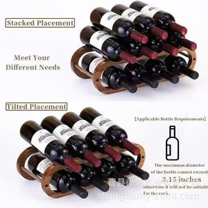 Estante para vinos retro de doble capa de madera para uso doméstico, ideal para exhibir vino tinto chino, otros vinos y licores. - Product Image 5