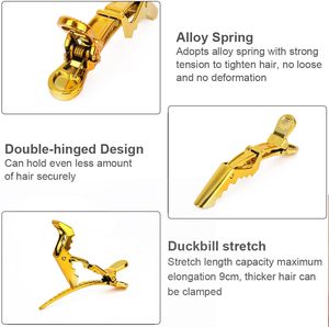 Pinzas para el cabello de cocodrilo de calidad de salón profesional Seccionamiento de estilo multiusos con dientes anchos y diseño de doble bisagra - Product Image 2