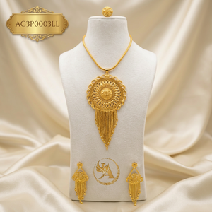 Designer Dubai Style 18K Gold Plated Brass Flower Pendant Necklace Set with Box Chain for Women's Wedding Fashion Jewelry - Product Image 1