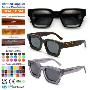 Custom Metal Logo Polarized Eyewear <strong>Sun</strong> <strong>Glasses</strong> 1439S Premium <strong>Square</strong> Thick Acetate Shades Sunglasses for Men and Women - Product Image 1