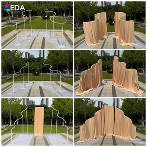 Telón de Fondo <span class=keywords><strong>LEDA</strong></span> de Seda Láctea con Ondas Drapeadas en Forma de S, Soporte Metálico, Cortina para Escenario de Boda, Decoración para Eventos y Fiestas - Product Image 2