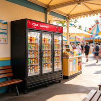 Réfrigérateur à refroidissement direct avec troisième porte vitrée, économie d'énergie, refroidisseur de boissons pour magasin de proximité