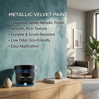 Revêtement liquide acrylique à base d'eau avec mica naturel nacré velours chatoyant, lavable 8000+ cycles, pour application au pinceau, zéro COV