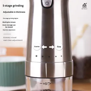 External Adjustable Electric Coffee <strong>Grinder</strong> Ceramic Burr Stainless Steel Housing Fully Automatic Coffee Bean Powder Grinding - Product Image 3