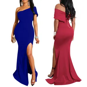 TOB Neuheiten One Shoulder Cocktail kleid Beins chlitz Abendkleider Frauen Asymmetrisches Abendkleid