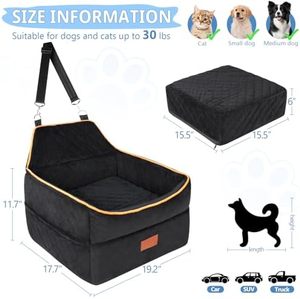 Nhỏ trung bình con chó xe Ghế bộ nhớ bọt tăng cường chỗ ngồi cho 0-35 lbs vật nuôi chống trượt thiết kế 2 dây xích điều chỉnh nâng giường du lịch - Product Image 3