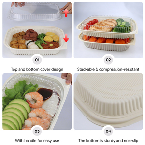 2200ML Biodegradable Disposable PP <b>Plastic</b> Blister Tray Hinged <b>Lid</b> Lunch Box Takeaway Food Packaging <b>Container</b> - Product Image 4